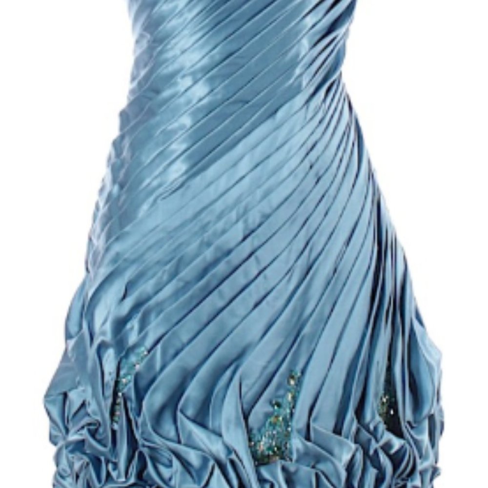 Tony Bowls Blue Satin and Sequin Cocktail Dress - Picture 3 of 9